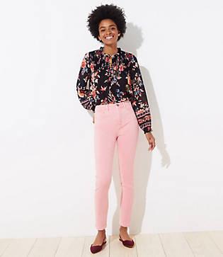Loft High Rise Slim Pocket Skinny Jeans In Blushing Pink