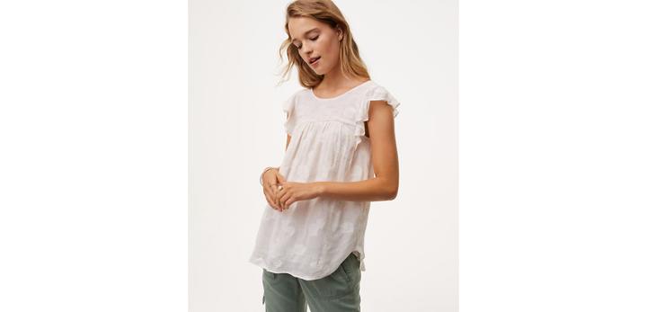 Loft Floral Jacquard Flutter Shell