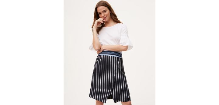 Loft Mixed Stripe Wrap Skirt