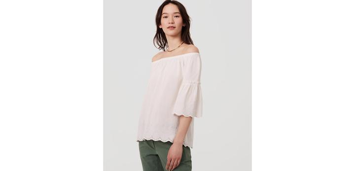 Loft Eyelet Off The Shoulder Top