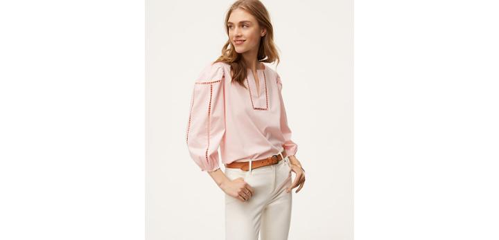 Loft Split Neck Cutout Blouse