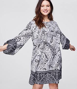 Loft Plus Shadow Paisley Shift Dress
