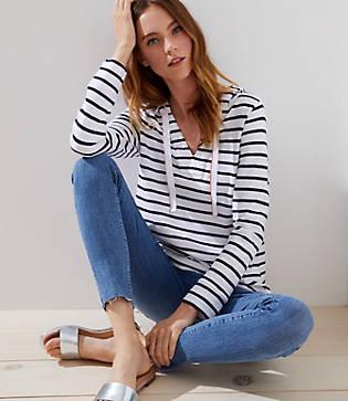 Loft Striped Pullover Hoodie