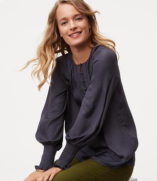 Loft Smocked Cuff Blouse