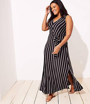 Loft Beach Loft Plus Striped Tie Waist Maxi Dress
