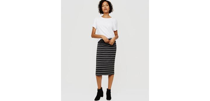 Loft Lou & Grey Striped Signaturesoft Pencil Skirt