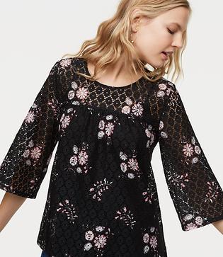 Loft Stamped Floral Lace Top