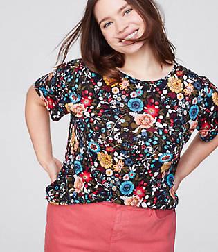 Loft Plus Flowerbed Linen Puff Sleeve Tee