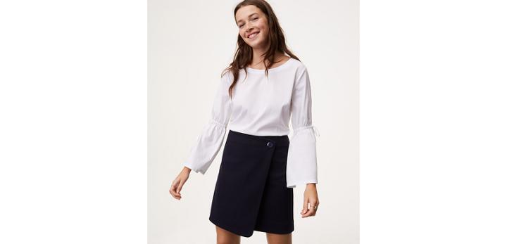 Loft Button Wrap Skirt
