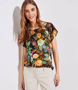 Loft Coral Springs Bar Back Flutter Top