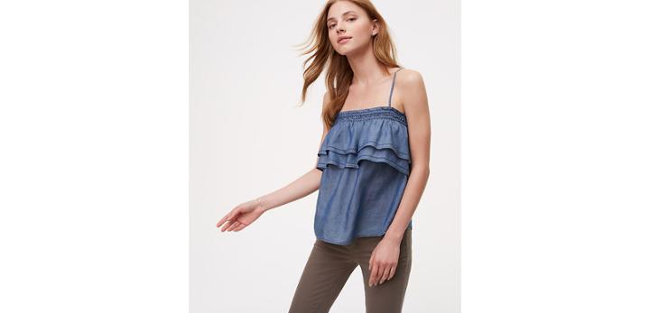 Loft Chambray Ruffle Cami