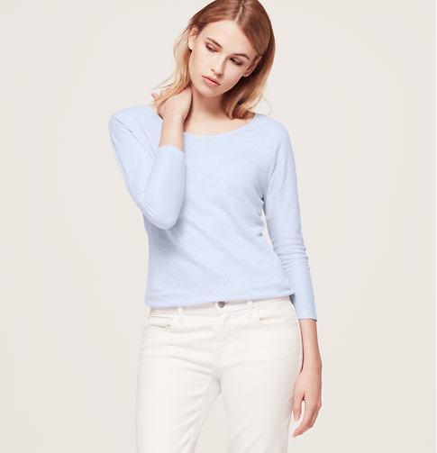 LOFT Dolman Sleeve Linen Top, Pale Periwinkle