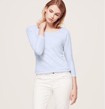LOFT Dolman Sleeve Linen Top, Pale Periwinkle