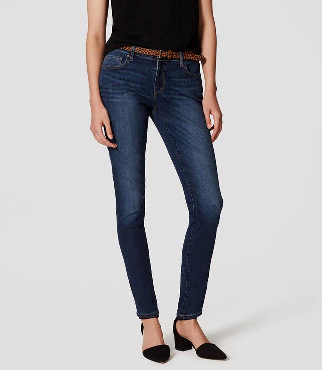 Loft Curvy Skinny Jeans In Dark Indigo Wash