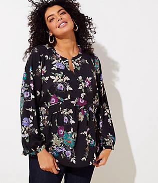Loft Plus Floral Peplum Blouse