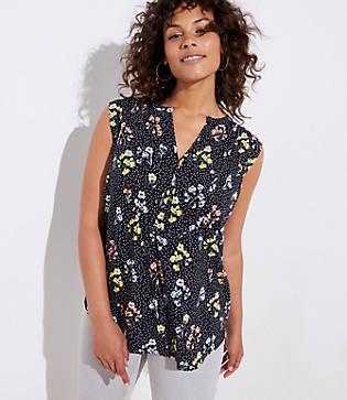 Loft Plus Floral Dot Split Neck Shell