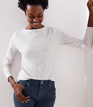 Loft Flecked Ribbed Long Sleeve Tee