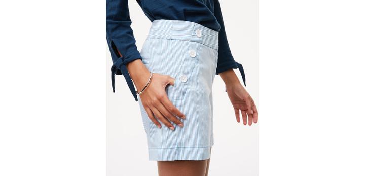 Loft Seersucker Sailor Riviera Shorts With 6 Inch Inseam