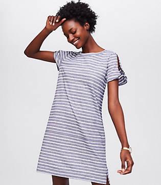 Loft Beach Striped Split Sleeve Tee Dress