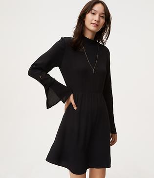 Loft Button Trim Bell Sleeve Dress