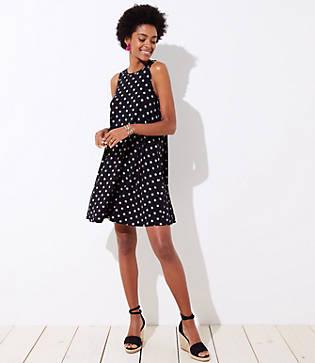 Loft Polka Dot Sleeveless Swing Dress