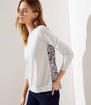 Loft Floral Mixed Media Sweater