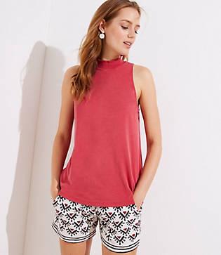 Loft Sandwashed Smocked Neck Shell