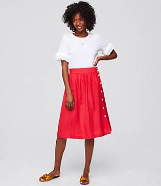 Loft Side Button Midi Skirt