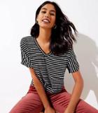 Loft Stripe Cropped V-neck Tee