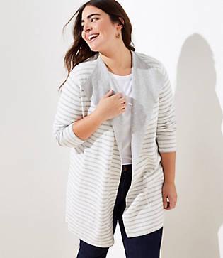Loft Plus Striped Reversible Sweater Jacket