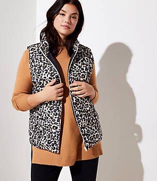 Loft Plus Leopard Print Puffer Vest
