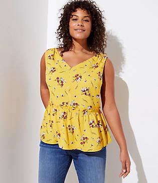 Loft Plus Wild Bouquet Peplum Shell