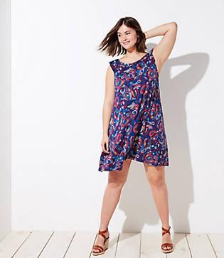 Loft Plus Paisley Criss Cross Back Swing Dress