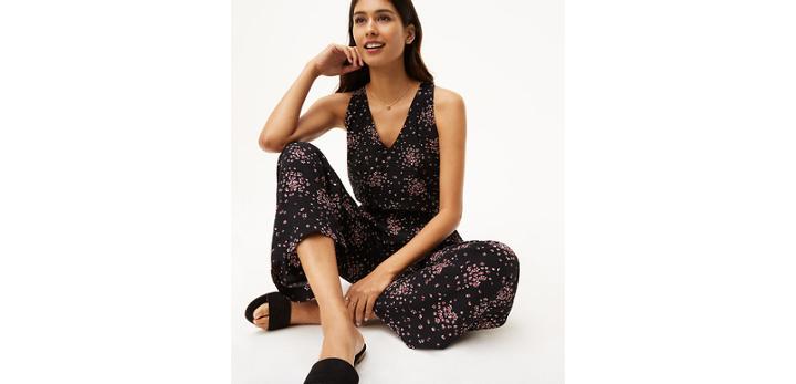 Loft Petaled Tie Back Jumpsuit