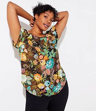 Loft Plus Coral Springs Bar Back Flutter Top
