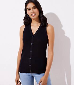 Loft V-neck Button Sweater Tank