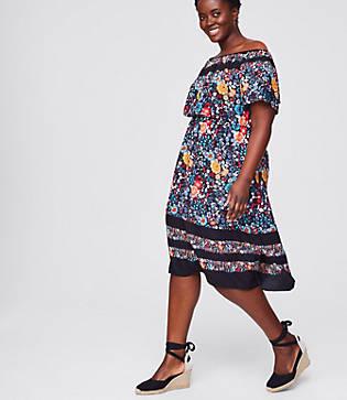Loft Plus Flowerbed Off The Shoulder Dress