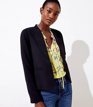 Loft Crepe Collarless Blazer
