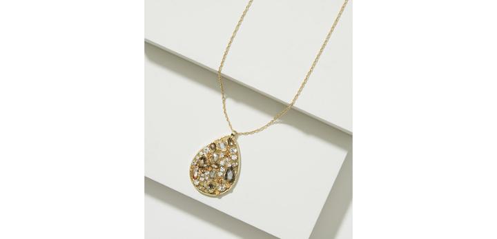 Loft Mixed Crystal Teardrop Pendant Necklace