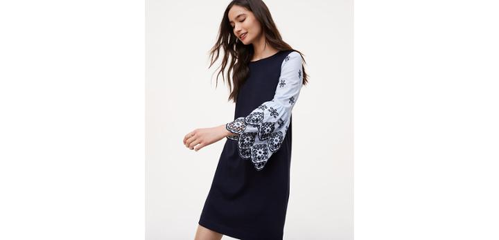 Loft Eyelet Sleeve Shift Dress