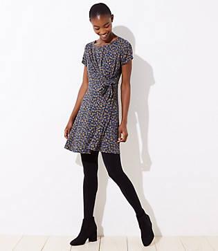 Loft Floral Knot Flare Dress