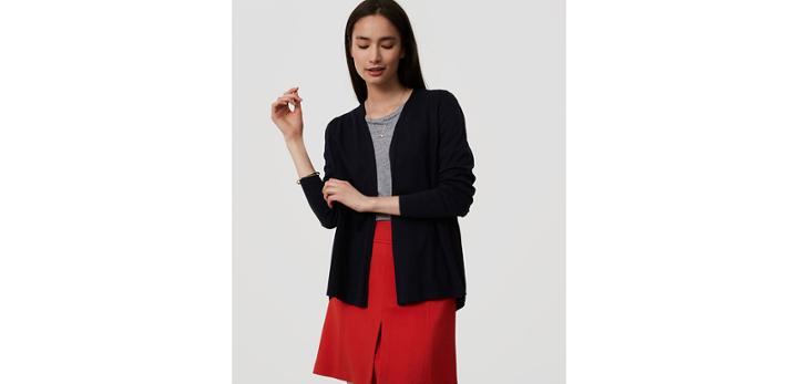 Loft Woven Back Cardigan