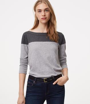 Loft Colorblock Shoulder Button Tee