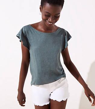 Loft Ruffle Sleeve Linen Tee
