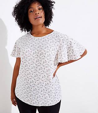Loft Plus Daisy Chain Covered Button Sleeve Top