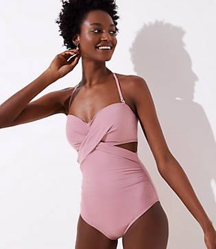 Loft Beach Bandeau Cutout One Piece Swimsuit