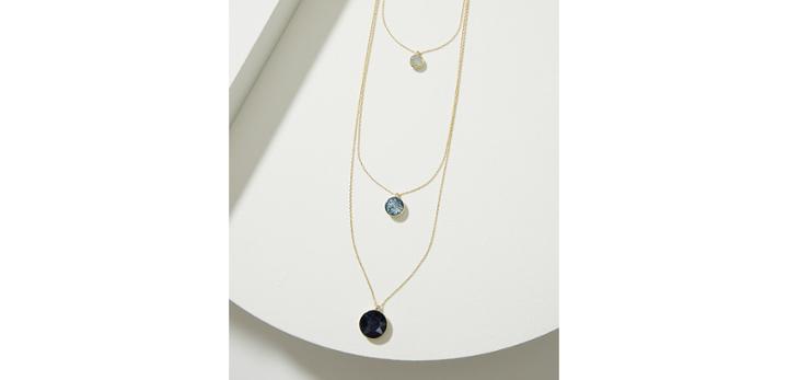 Loft Triple Layer Crystal Pendant Necklace