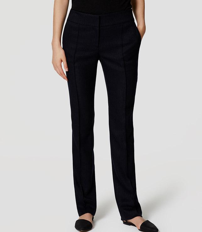 Loft Herringbone Pintucked Straight Leg Pants In Julie Fit