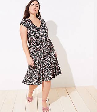 Loft Plus Garden Split Neck Flounce Dress