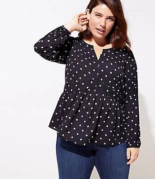 Loft Plus Dotted Peplum Blouse